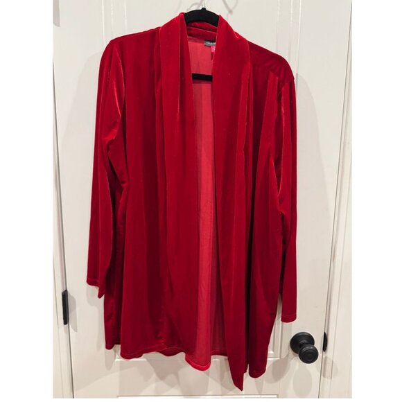 EUC 2xl Vince Camuto Red Velvet Cardigan Holiday Party Formal Dressy - Picture 1 of 4